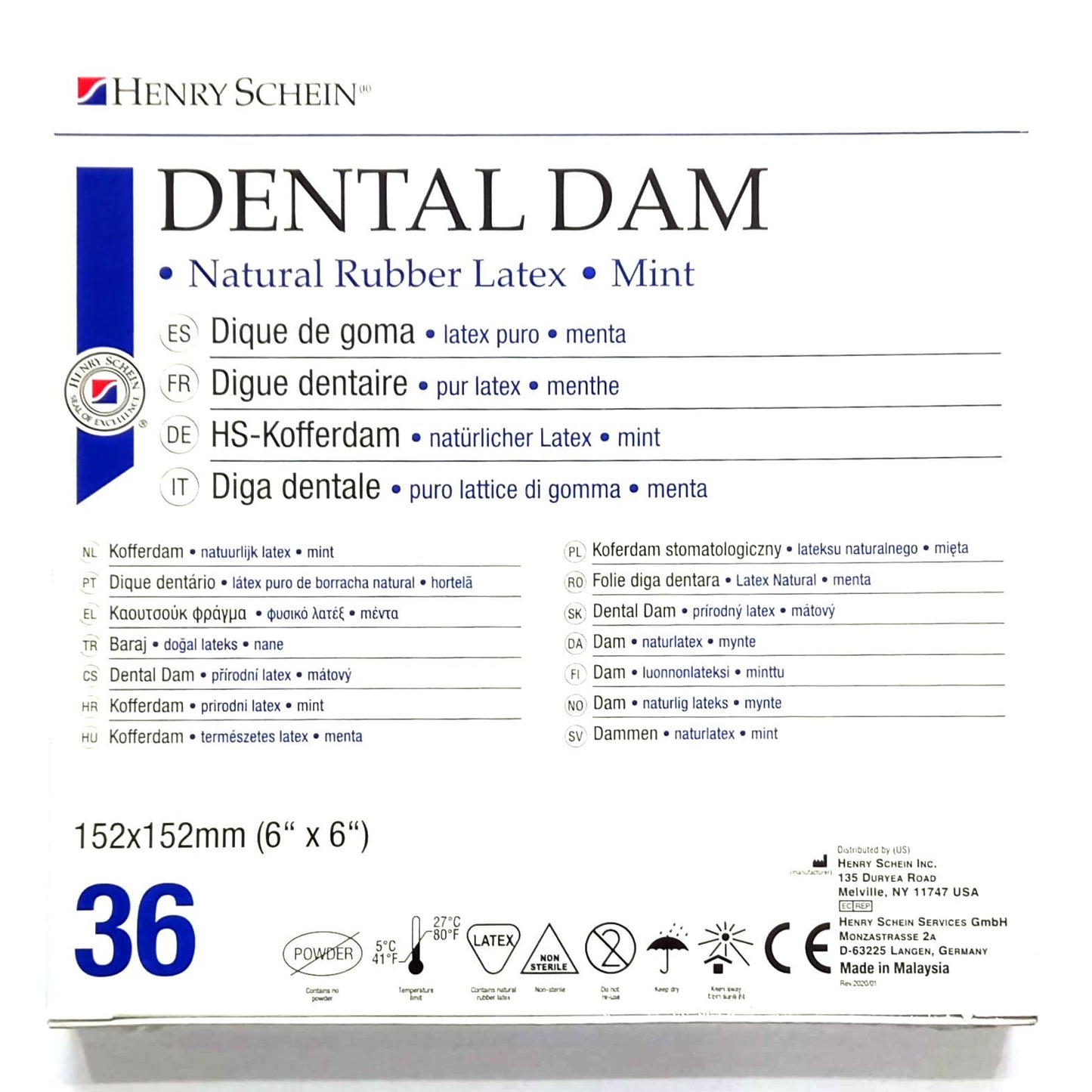 Henry Schein Rubber Dam 6X6 (36pcs)