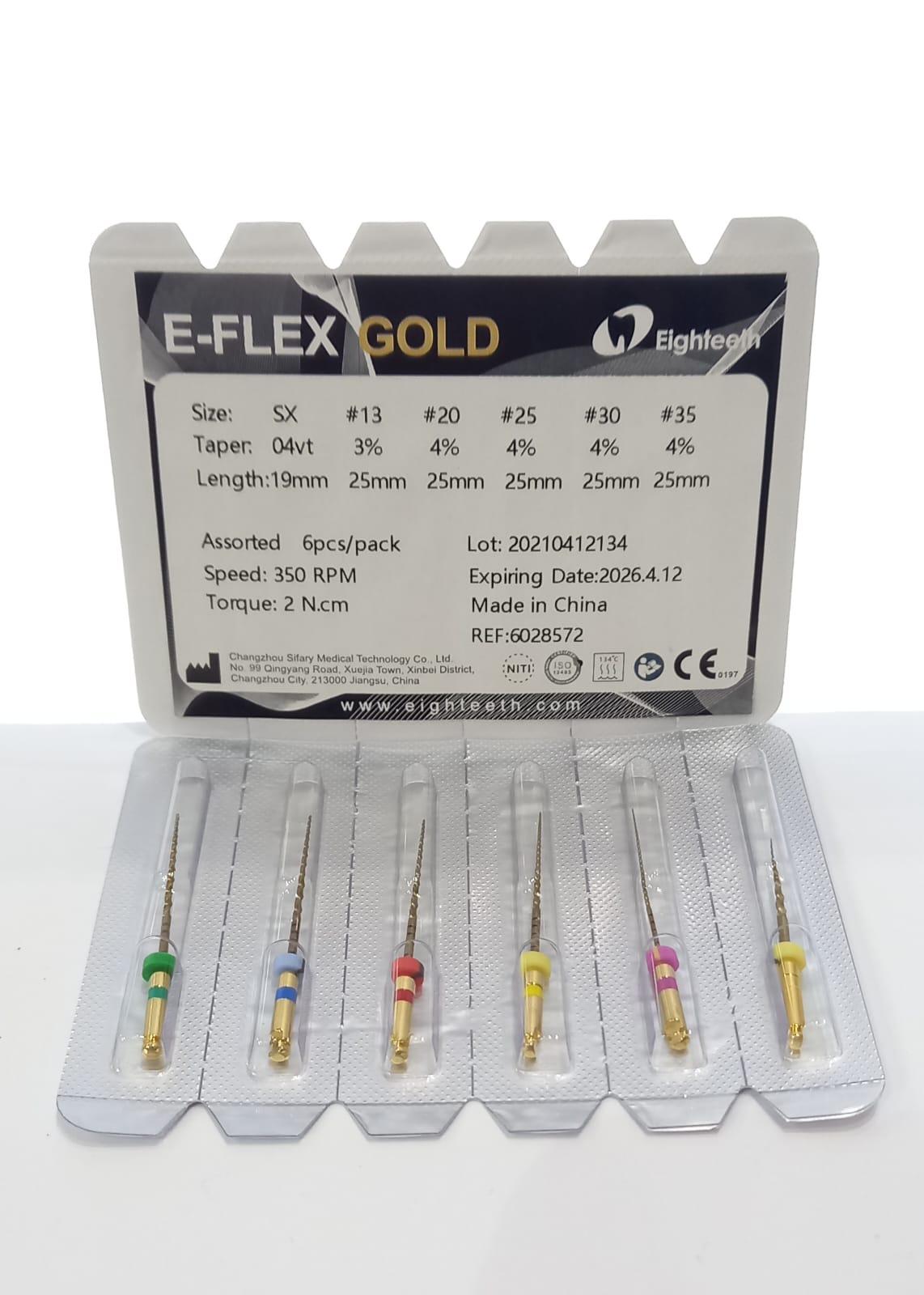 Eighteeth E-FLEX GOLD Rotary File Taper4% (6pcs)
